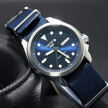 Load image into Gallery viewer, Seiko 5 Sports Automatic Blue Dial Blue Nylon Strap Watch for Men - SRPE63K1