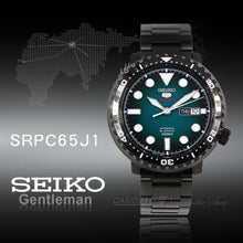 Load image into Gallery viewer, Seiko 5 Sports Automatic Turquoise Dial Grey Steel Strap Watch for Men - SRPC65J1