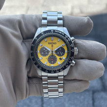 Load image into Gallery viewer, Seiko Prospex Speedtimer Solar Chronograph Yellow Dial Silver Steel Strap Watch for Men - SSC929