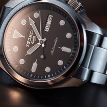 Load image into Gallery viewer, Seiko 5 Sports Automatic Grey Dial Silver Steel Strap Watch for Men - SRPE51K1