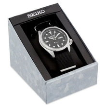 Load image into Gallery viewer, Seiko 5 Sports Automatic Black Dial Black Nylon Strap Watch for Men - SRPE67K1