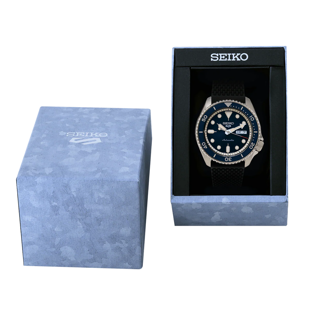 Seiko 5 Sports SKX Automatic Blue Dial Blue Silicone Strap Watch for Men - SRPD71K2