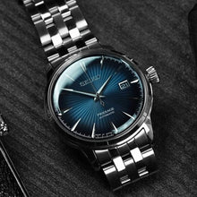 Load image into Gallery viewer, Seiko Presage Cocktail Time Automatic Blue Dial Silver Steel Strap Watch for Men - SRPB41J1