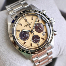 Load image into Gallery viewer, Seiko Prospex Speedtimer Solar Chronograph Gold Dial Silver Steel Strap Watch for Men - SSC817