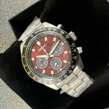 Load image into Gallery viewer, Seiko Prospex US Special Edition Speedtimer Solar Chronograph Red Dial Silver Steel Strap Watch for Men - SSC927