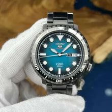 Load image into Gallery viewer, Seiko 5 Sports Automatic Turquoise Dial Grey Steel Strap Watch for Men - SRPC65J1