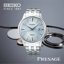 Load image into Gallery viewer, Seiko Presage Cocktail Time Automatic Ice Blue Dial Silver Steel Strap Watch for Men - SRPE19J1
