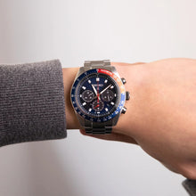 Load image into Gallery viewer, Seiko Prospex Speedtimer Solar Chronograph Blue Dial Silver Steel Strap Watch for Men - SSC913