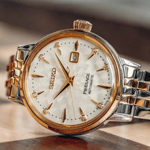 Load image into Gallery viewer, Seiko Presage Cocktail Time Automatic Diamonds White Dial Silver Steel Strap Watch for Women - SRE012J1
