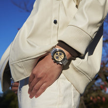 Load image into Gallery viewer, Seiko Prospex Speedtimer Solar Chronograph Gold Dial Silver Steel Strap Watch for Men - SSC817