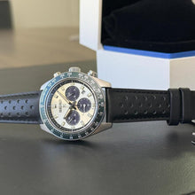 Load image into Gallery viewer, Seiko Prospex Speedtimer Solar Chronograph Ivory Dial Black Leather Strap Watch for Men - SSC943