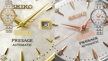 Load image into Gallery viewer, Seiko Presage Cocktail Time Automatic Diamonds White Dial Silver Steel Strap Watch for Women - SRE012J1