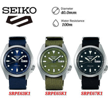 Load image into Gallery viewer, Seiko 5 Sports Automatic Black Dial Black Nylon Strap Watch for Men - SRPE67K1