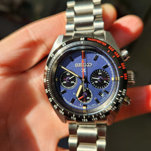 Load image into Gallery viewer, Seiko Prospex Speedtimer Solar Chronograph Blue Dial Silver Steel Strap Watch for Men - SSC815