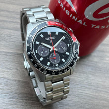 Load image into Gallery viewer, Seiko Prospex Speedtimer Solar Chronograph Black Dial Silver Steel Strap Watch for Men - SSC915