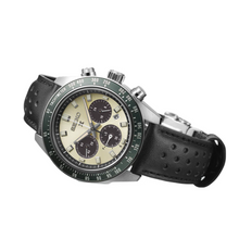Load image into Gallery viewer, Seiko Prospex Speedtimer Solar Chronograph Ivory Dial Black Leather Strap Watch for Men - SSC943