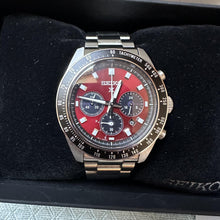 Load image into Gallery viewer, Seiko Prospex US Special Edition Speedtimer Solar Chronograph Red Dial Silver Steel Strap Watch for Men - SSC927