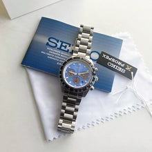 Load image into Gallery viewer, Seiko Speedtimer Solar US Special Edition Blue Dial Silver Steel Strap Watch for Men - SSC931