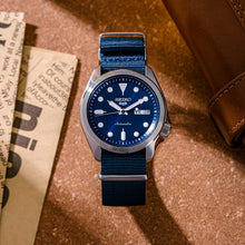 Load image into Gallery viewer, Seiko 5 Sports Automatic Blue Dial Blue Nylon Strap Watch for Men - SRPE63K1