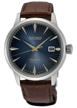 Load image into Gallery viewer, Seiko Cocktail Time Automatic Blue Dial Brown Leather Strap Watch for Men - SRPK15K1