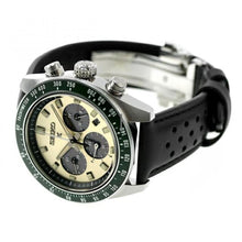 Load image into Gallery viewer, Seiko Prospex Speedtimer Solar Chronograph Ivory Dial Black Leather Strap Watch for Men - SSC943