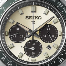 Load image into Gallery viewer, Seiko Prospex Speedtimer Solar Chronograph Ivory Dial Black Leather Strap Watch for Men - SSC943