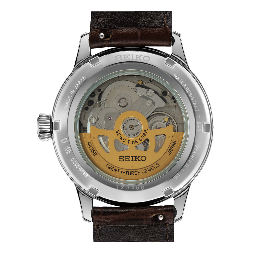 Seiko Cocktail Time Automatic Blue Dial Brown Leather Strap Watch for Men - SRPK15K1
