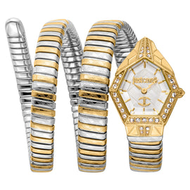 Just Cavalli Mesmerizing White Dial Two Tone Steel Strap Watch for Women - JC1L304M0055