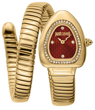 Load image into Gallery viewer, Just Cavalli Lady Snake Red Dial Gold Steel Strap Watch for Women - JC1L249M0025