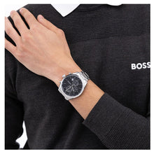 Load image into Gallery viewer, Hugo Boss Grand Prix Chronograph Black Dial Silver Steel Strap Watch for Men - 1514251