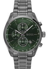 Load image into Gallery viewer, Hugo Boss Grand Prix Chronograph Green Dial Gunmetal Grey Steel Strap Watch for Men - 1514228