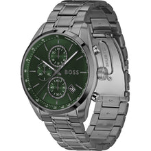 Load image into Gallery viewer, Hugo Boss Grand Prix Chronograph Green Dial Gunmetal Grey Steel Strap Watch for Men - 1514228