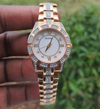 Load image into Gallery viewer, Bulova Crystal Mother of Pearl Dial Rose Gold Steel Strap Watch for Women - 98L197