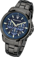 Load image into Gallery viewer, Maserati Successo Chronograph Blue Dial Black Steel Strap Watch For Men - R8873621005