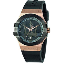 Load image into Gallery viewer, Maserati Potenza Black &amp; Rose Gold Dial Black Rubber Strap Watch For Men - R8851108002
