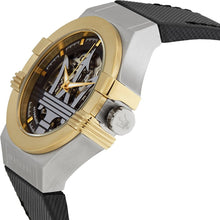 Load image into Gallery viewer, Maserati Potenza Automatic Skeleton Grey Dial Black Leather Strap Watch For Men - R8821108037