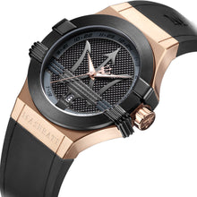 Load image into Gallery viewer, Maserati Potenza Black &amp; Rose Gold Dial Black Rubber Strap Watch For Men - R8851108002