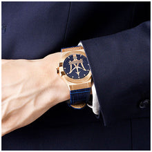 Load image into Gallery viewer, Maserati Potenza 42mm Rose Gold &amp; Blue Dial Blue Leather Strap Watch For Men - R8851108027