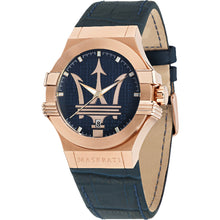 Load image into Gallery viewer, Maserati Potenza 42mm Rose Gold &amp; Blue Dial Blue Leather Strap Watch For Men - R8851108027