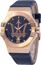 Load image into Gallery viewer, Maserati Potenza 42mm Rose Gold &amp; Blue Dial Blue Leather Strap Watch For Men - R8851108027