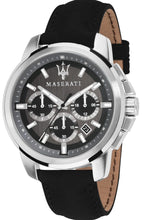 Load image into Gallery viewer, Maserati Successo 44mm Grey Dial Black Leather Strap Watch For Men - R8871621006