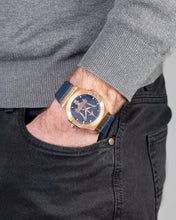 Load image into Gallery viewer, Maserati Potenza 42mm Rose Gold &amp; Blue Dial Blue Leather Strap Watch For Men - R8851108027