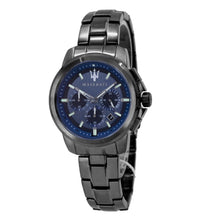 Load image into Gallery viewer, Maserati Successo Chronograph Blue Dial Black Steel Strap Watch For Men - R8873621005