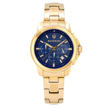 Load image into Gallery viewer, Maserati Successo Chronograph Blue Dial Gold Steel Strap Watch For Men - R8873621021