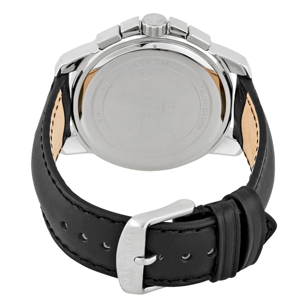 Maserati Successo 44mm Grey Dial Black Leather Strap Watch For Men - R8871621006