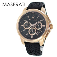 Load image into Gallery viewer, Maserati Successo 44mm Black Rose Gold Dial Black Rubber Strap Watch For Men - R8871621012