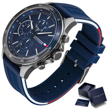 Load image into Gallery viewer, Tommy Hilfiger Bank Blue Dial Blue Rubber Strap Watch for Men - 1791721