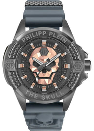 Philipp Plein The Skull Grey Dial Grey Silicone Strap Watch For Men- PWAAA2324