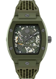 Philipp Plein The Skeleton Green Dial Green Silicone Strap Watch for Men- PWVBA0223
