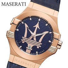 Load image into Gallery viewer, Maserati Potenza 42mm Rose Gold &amp; Blue Dial Blue Leather Strap Watch For Men - R8851108027